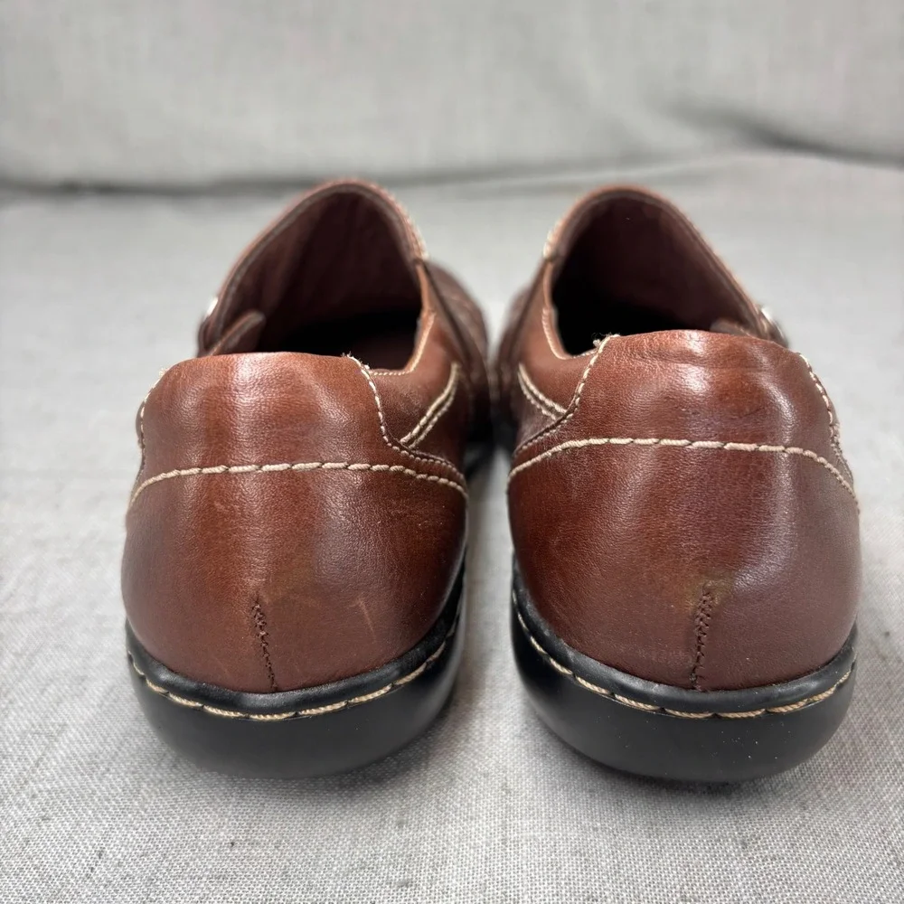 Clarks Bendables Ashland‎ Alpine Brown Leather Slip On Loafers Women's Size 9
